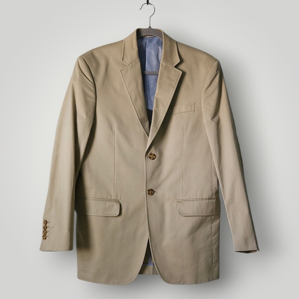 Tommy Hilfiger 38R Tan Cotton Blazer Coastal Grandpa‎ Smart Casual Spring - Picture 3 of 12